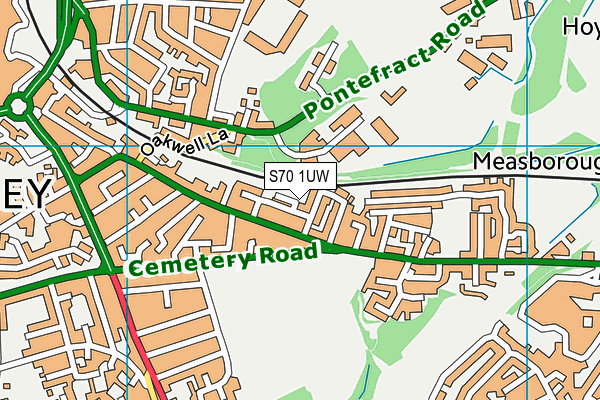 S70 1UW map - OS VectorMap District (Ordnance Survey)