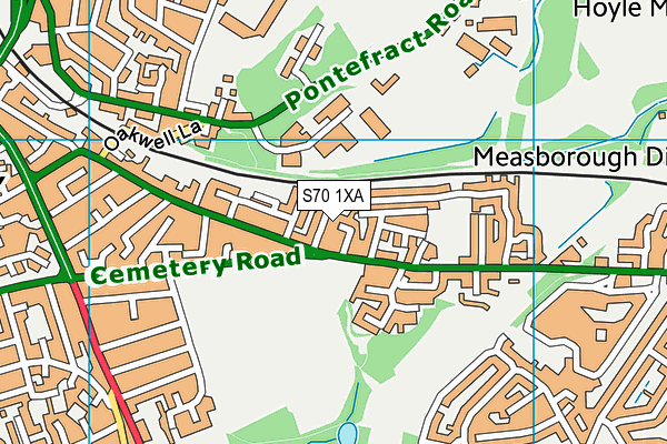 S70 1XA map - OS VectorMap District (Ordnance Survey)