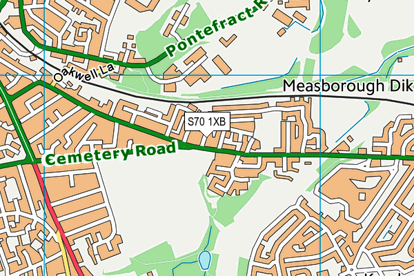 S70 1XB map - OS VectorMap District (Ordnance Survey)