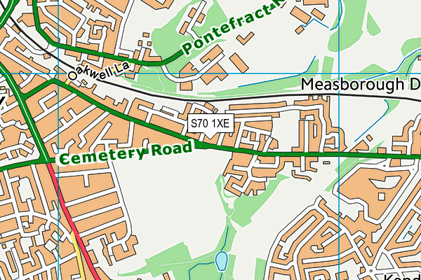 S70 1XE map - OS VectorMap District (Ordnance Survey)