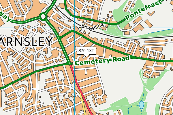 S70 1XT map - OS VectorMap District (Ordnance Survey)