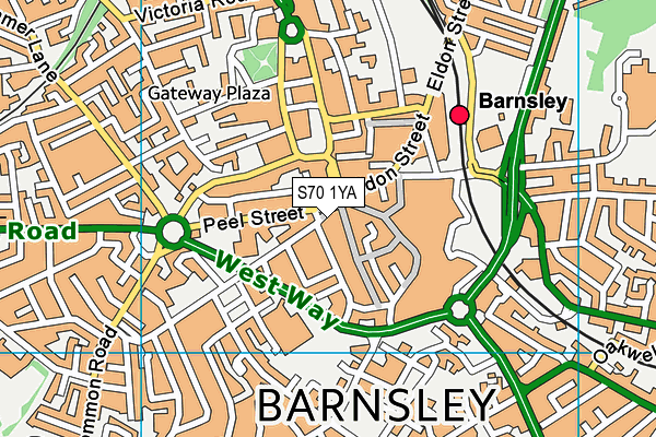 S70 1YA map - OS VectorMap District (Ordnance Survey)