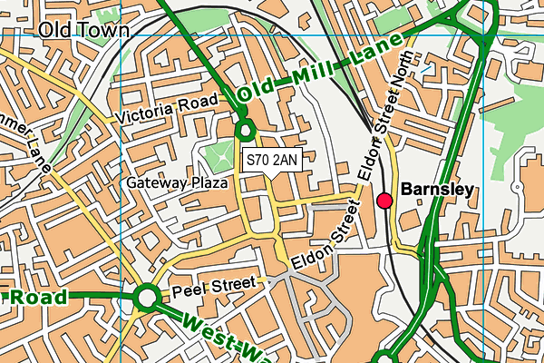 S70 2AN map - OS VectorMap District (Ordnance Survey)