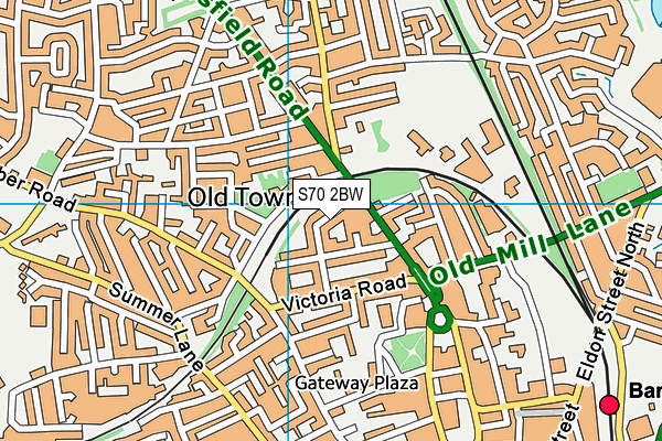 S70 2BW map - OS VectorMap District (Ordnance Survey)