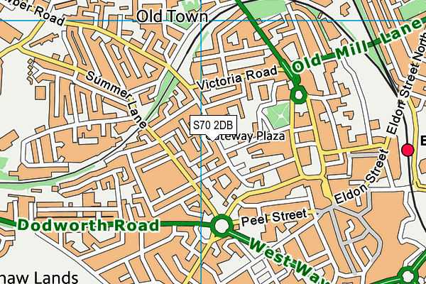 S70 2DB map - OS VectorMap District (Ordnance Survey)