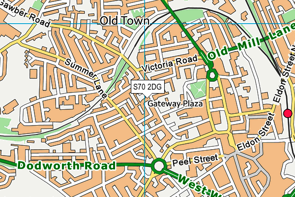 S70 2DG map - OS VectorMap District (Ordnance Survey)