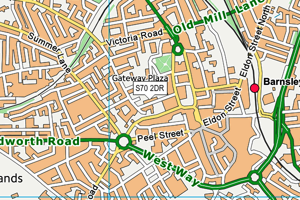 S70 2DR map - OS VectorMap District (Ordnance Survey)
