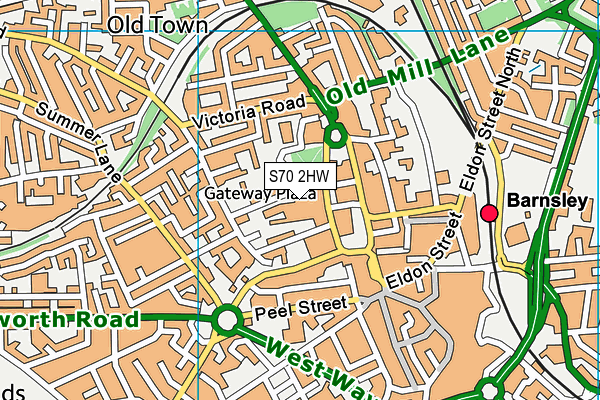 S70 2HW map - OS VectorMap District (Ordnance Survey)