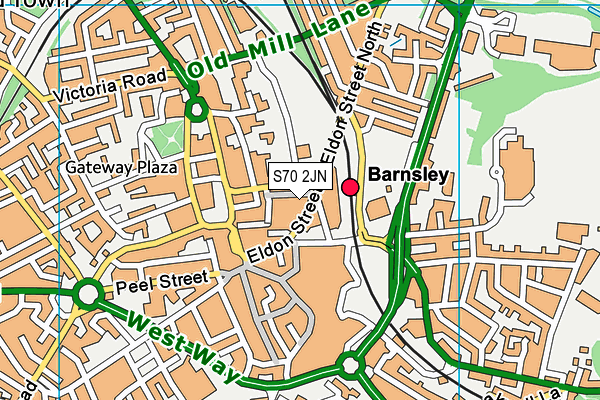 S70 2JN map - OS VectorMap District (Ordnance Survey)