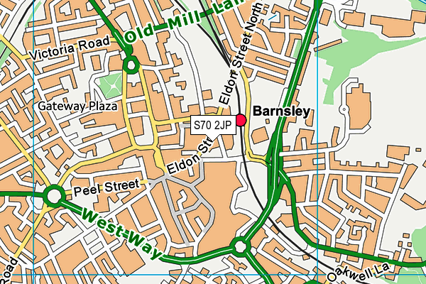 Womens Workout World (Barnsley) (Closed) map (S70 2JP) - OS VectorMap District (Ordnance Survey)
