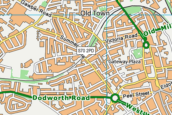 S70 2PD map - OS VectorMap District (Ordnance Survey)