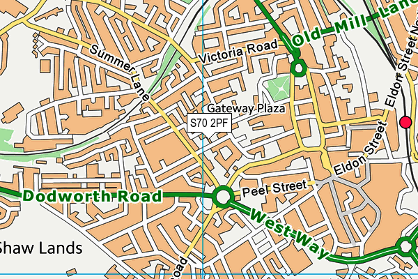 S70 2PF map - OS VectorMap District (Ordnance Survey)