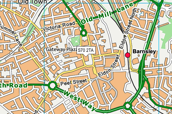 S70 2TA map - OS VectorMap District (Ordnance Survey)