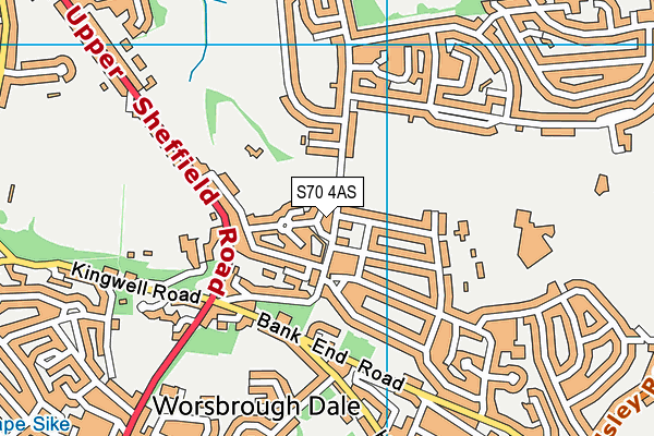 S70 4AS map - OS VectorMap District (Ordnance Survey)