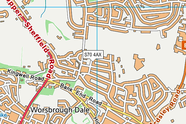 S70 4AX map - OS VectorMap District (Ordnance Survey)