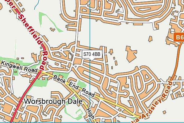 S70 4BB map - OS VectorMap District (Ordnance Survey)