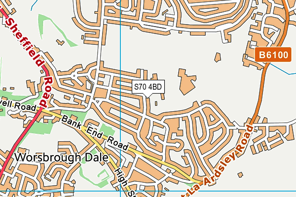 S70 4BD map - OS VectorMap District (Ordnance Survey)