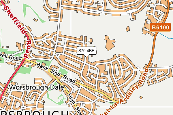 S70 4BE map - OS VectorMap District (Ordnance Survey)