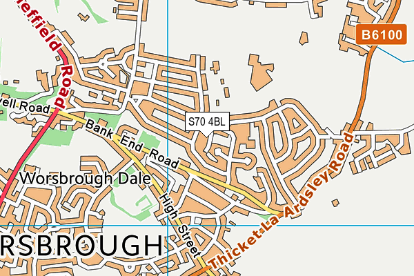 S70 4BL map - OS VectorMap District (Ordnance Survey)