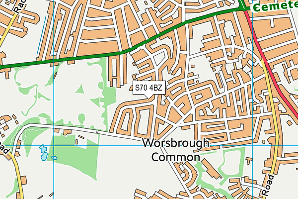 S70 4BZ map - OS VectorMap District (Ordnance Survey)