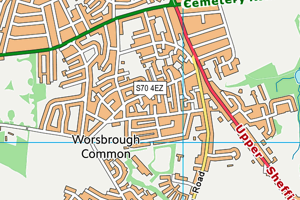 S70 4EZ map - OS VectorMap District (Ordnance Survey)