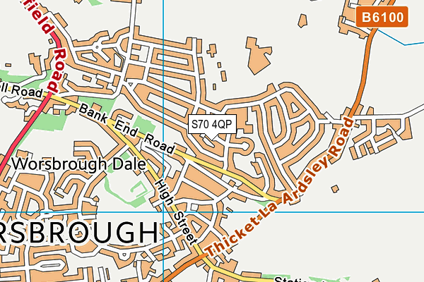 S70 4QP map - OS VectorMap District (Ordnance Survey)