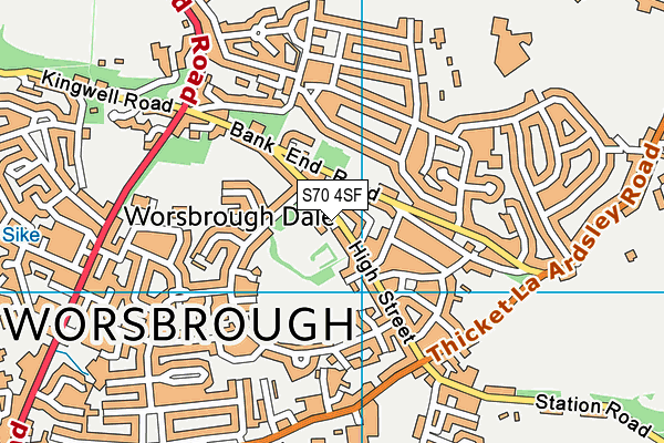 Worsbrough Dale Park map (S70 4SF) - OS VectorMap District (Ordnance Survey)