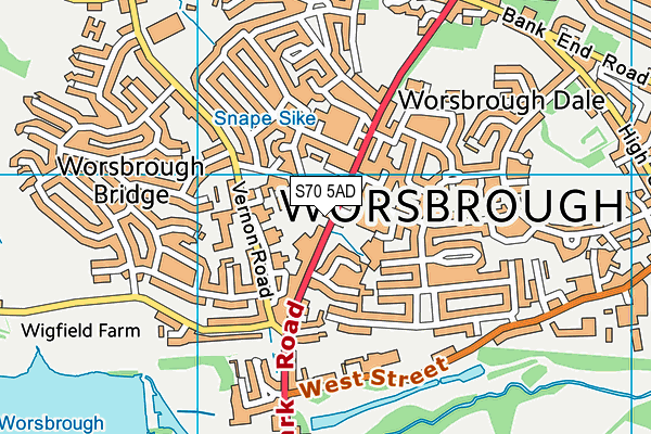 S70 5AD map - OS VectorMap District (Ordnance Survey)