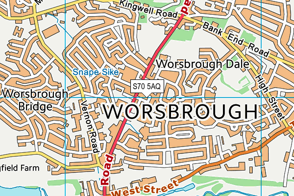 S70 5AQ map - OS VectorMap District (Ordnance Survey)