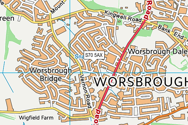 S70 5AX map - OS VectorMap District (Ordnance Survey)