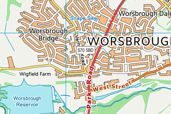 S70 5BD map - OS VectorMap District (Ordnance Survey)