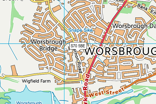 S70 5BE map - OS VectorMap District (Ordnance Survey)