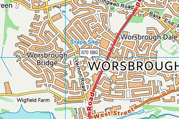 S70 5BG map - OS VectorMap District (Ordnance Survey)