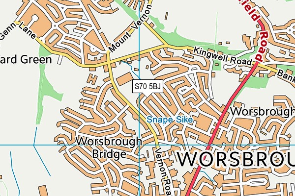 S70 5BJ map - OS VectorMap District (Ordnance Survey)