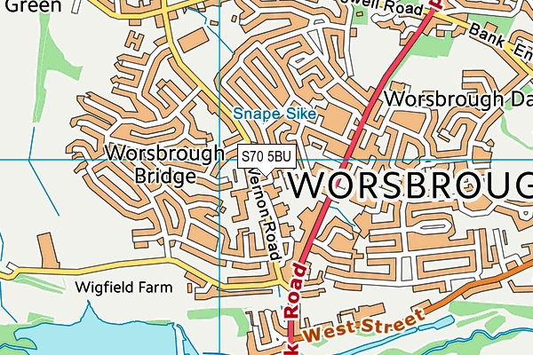 S70 5BU map - OS VectorMap District (Ordnance Survey)