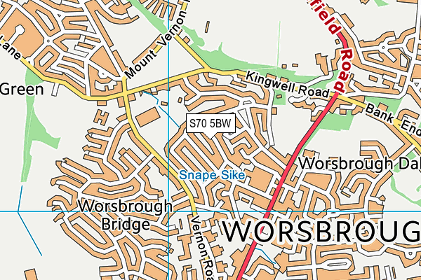 S70 5BW map - OS VectorMap District (Ordnance Survey)