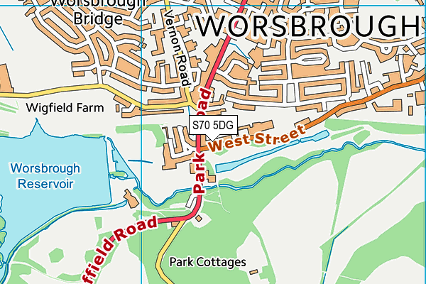 S70 5DG map - OS VectorMap District (Ordnance Survey)