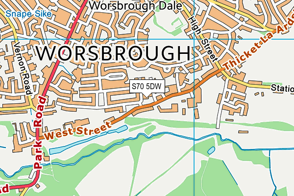 S70 5DW map - OS VectorMap District (Ordnance Survey)