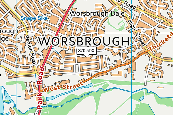 S70 5DX map - OS VectorMap District (Ordnance Survey)