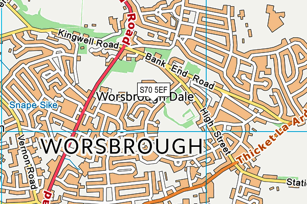 S70 5EF map - OS VectorMap District (Ordnance Survey)