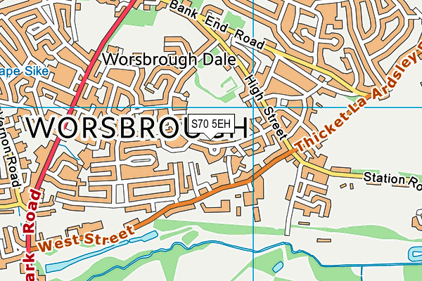 S70 5EH map - OS VectorMap District (Ordnance Survey)