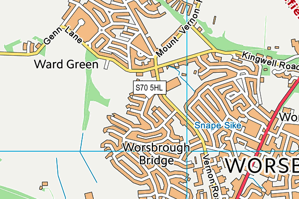 S70 5HL map - OS VectorMap District (Ordnance Survey)