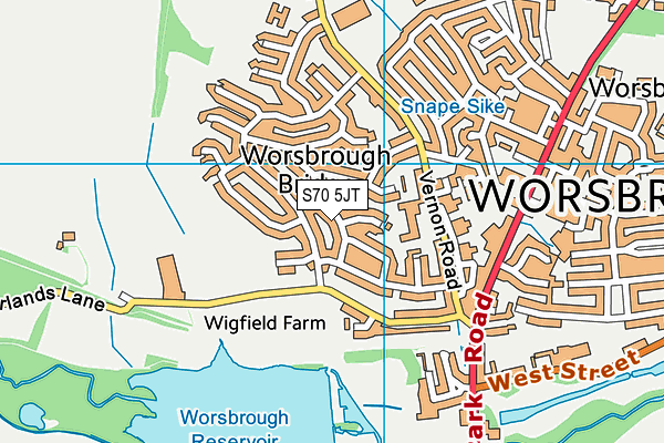 S70 5JT map - OS VectorMap District (Ordnance Survey)