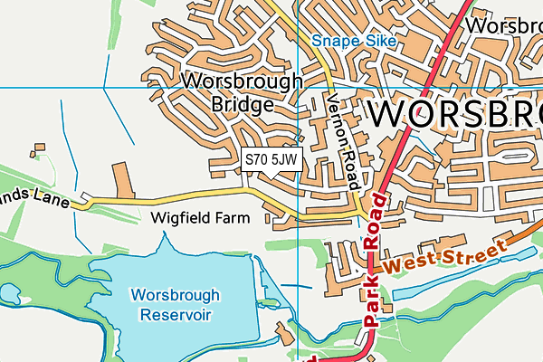 S70 5JW map - OS VectorMap District (Ordnance Survey)