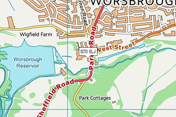 Worsbrough Sports And Development Association map (S70 5LJ) - OS VectorMap District (Ordnance Survey)