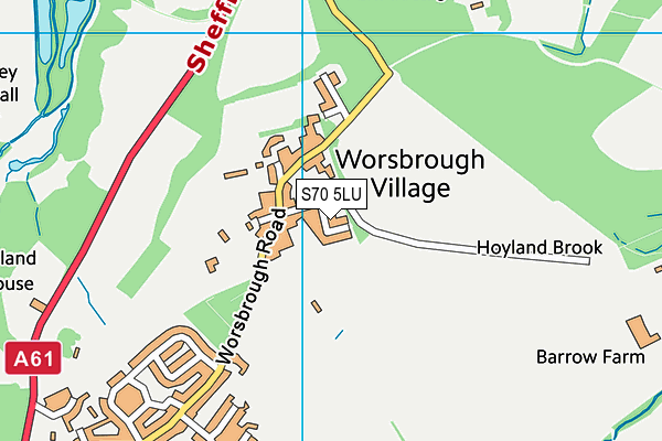 S70 5LU map - OS VectorMap District (Ordnance Survey)