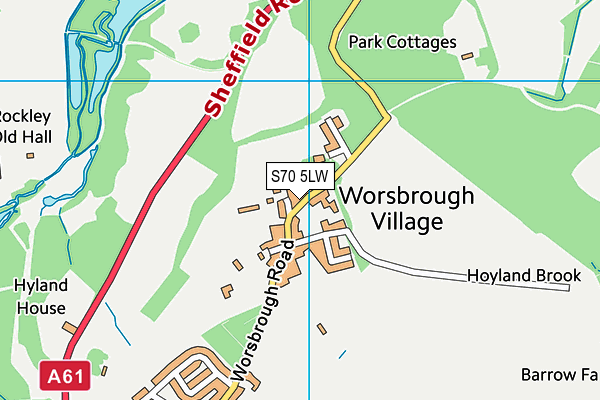 S70 5LW map - OS VectorMap District (Ordnance Survey)