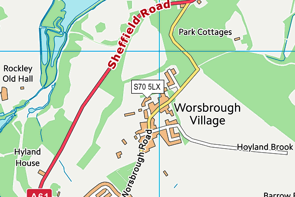 S70 5LX map - OS VectorMap District (Ordnance Survey)