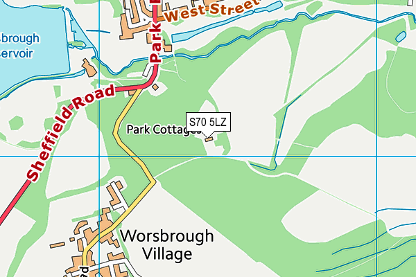 S70 5LZ map - OS VectorMap District (Ordnance Survey)