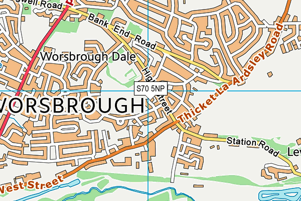 S70 5NP map - OS VectorMap District (Ordnance Survey)